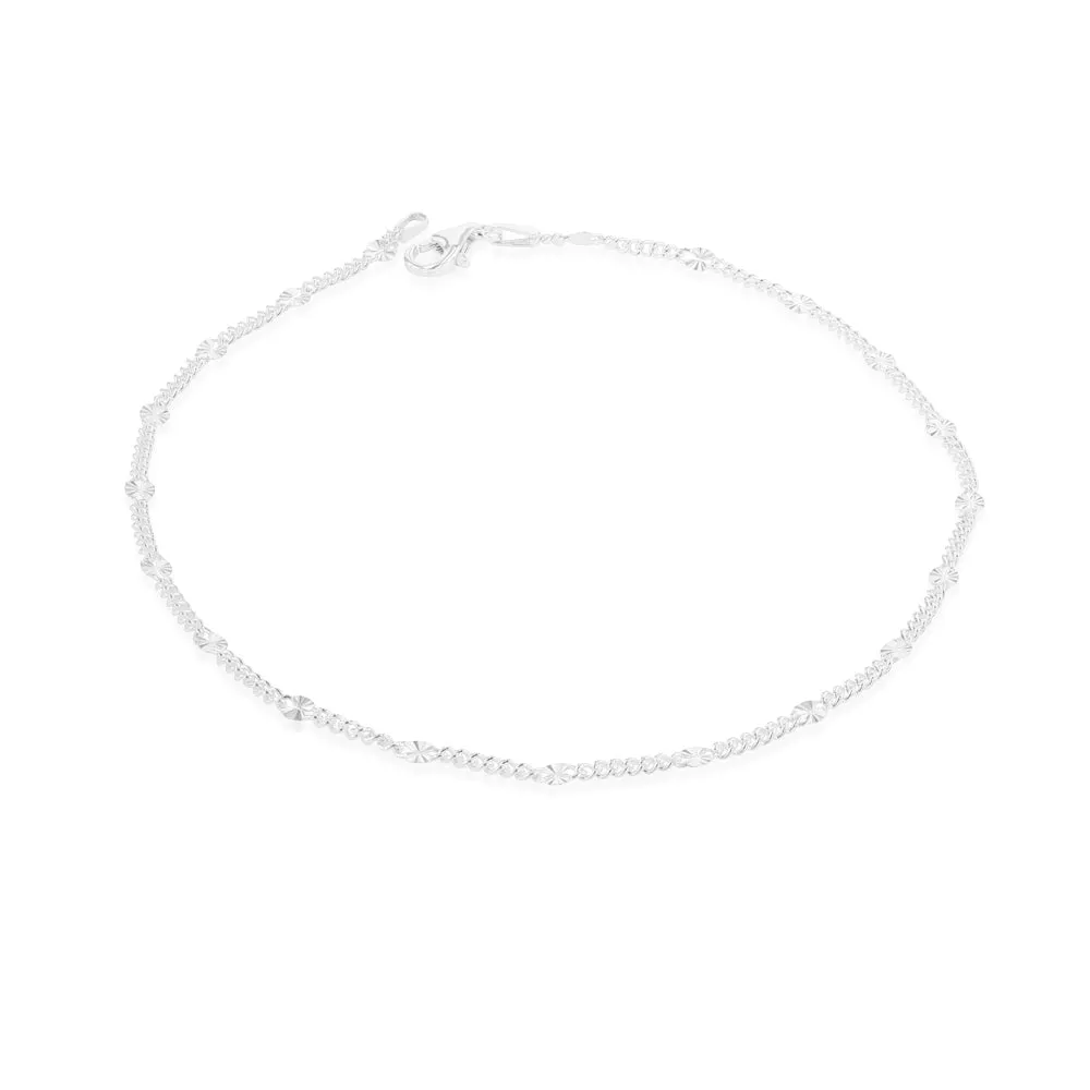 Sterling Silver 26cm Fancy Dicut Anklet Sterling Silver	Jewelry
