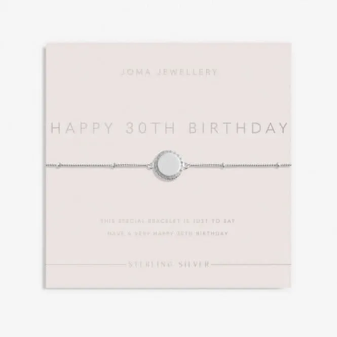 Sterling Silver 30th Birthday Disc Pave 16cm   3cm Bracelet JJS0011 Joma Jewellery