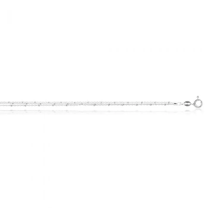 Sterling Silver Beaded Double Link 25cm Extender Anklet Sterling Silver	Jewelry