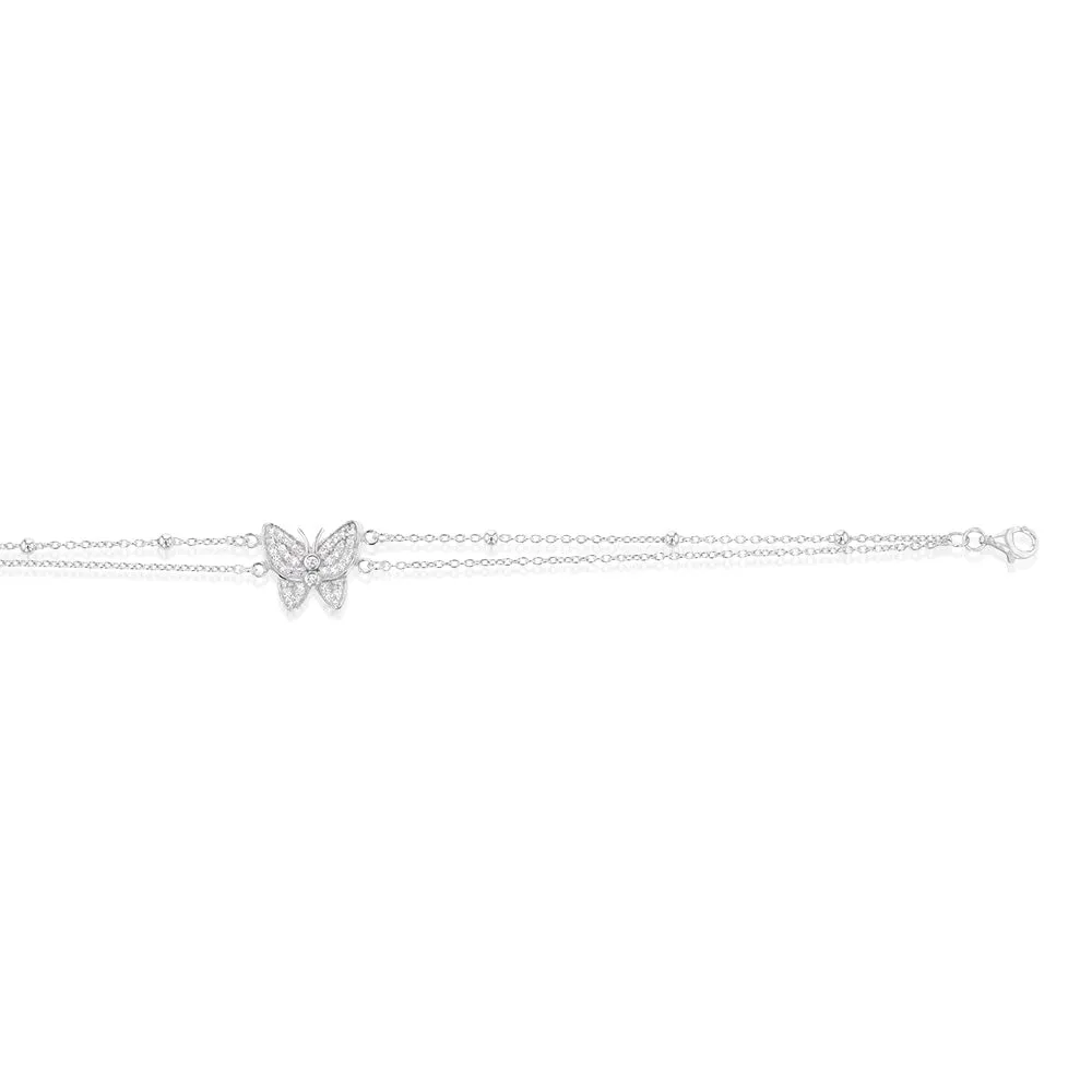 Sterling Silver Butterfly 27cm Anklet Sterling Silver	Jewelry