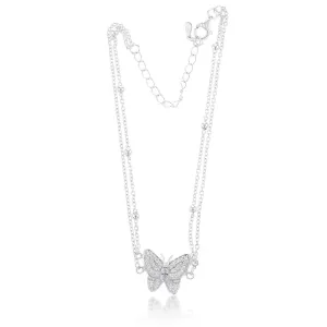 Sterling Silver Butterfly 27cm Anklet Sterling Silver	Jewelry