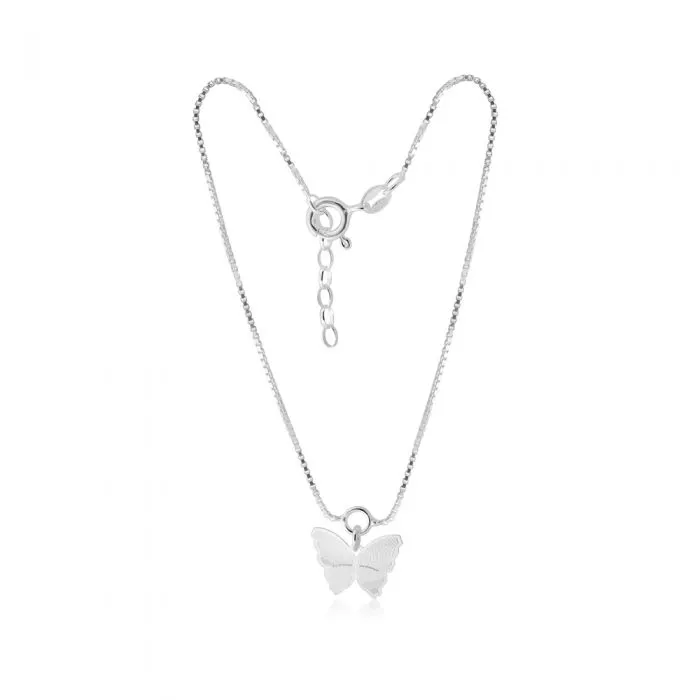 Sterling Silver Butterfly Charm 25cm Anklet Sterling Silver	Jewelry