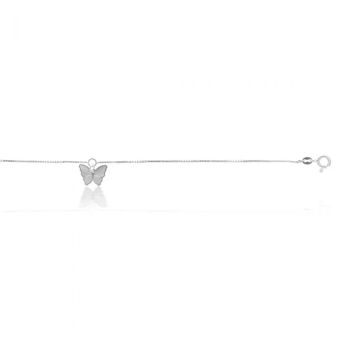 Sterling Silver Butterfly Charm 25cm Anklet Sterling Silver	Jewelry