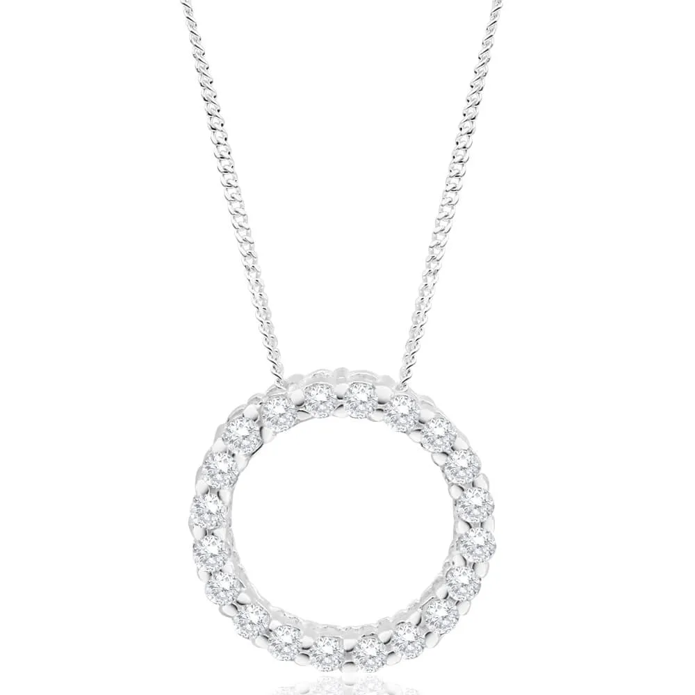 Sterling Silver Cubic Zirconia Circle Of Life Pendant With 50cm Chain Sterling Silver	Jewelry