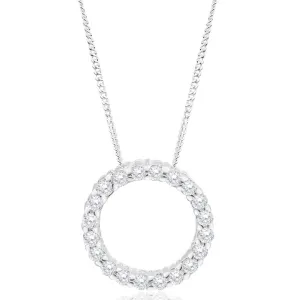 Sterling Silver Cubic Zirconia Circle Of Life Pendant With 50cm Chain Sterling Silver	Jewelry