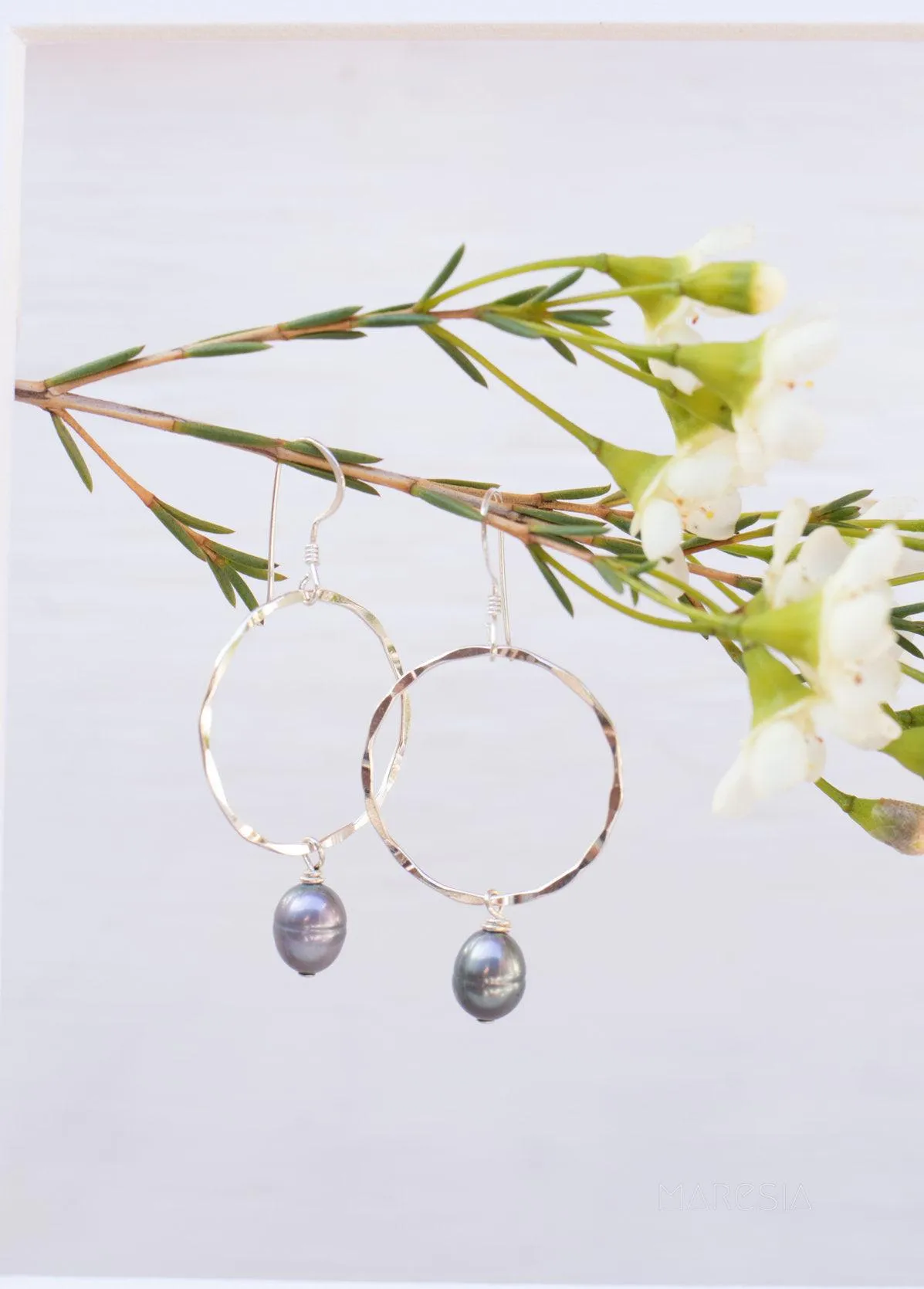 Sterling Silver Earrings Black Pearl Earrings ~ Sterling Silver or Gold Filled ~ ME125