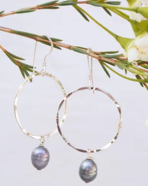 Sterling Silver Earrings Black Pearl Earrings ~ Sterling Silver or Gold Filled ~ ME125