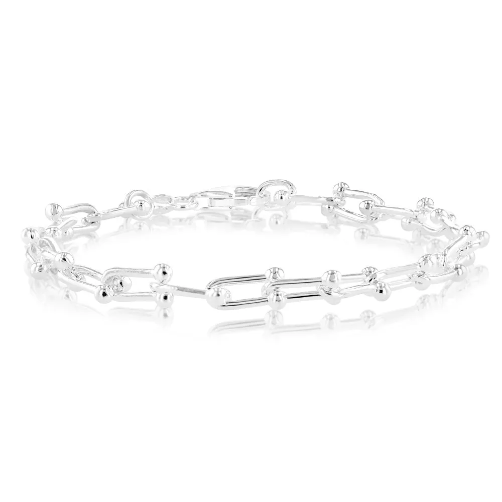 Sterling Silver Fancy U Link 19cm Bracelet Sterling Silver	Jewelry