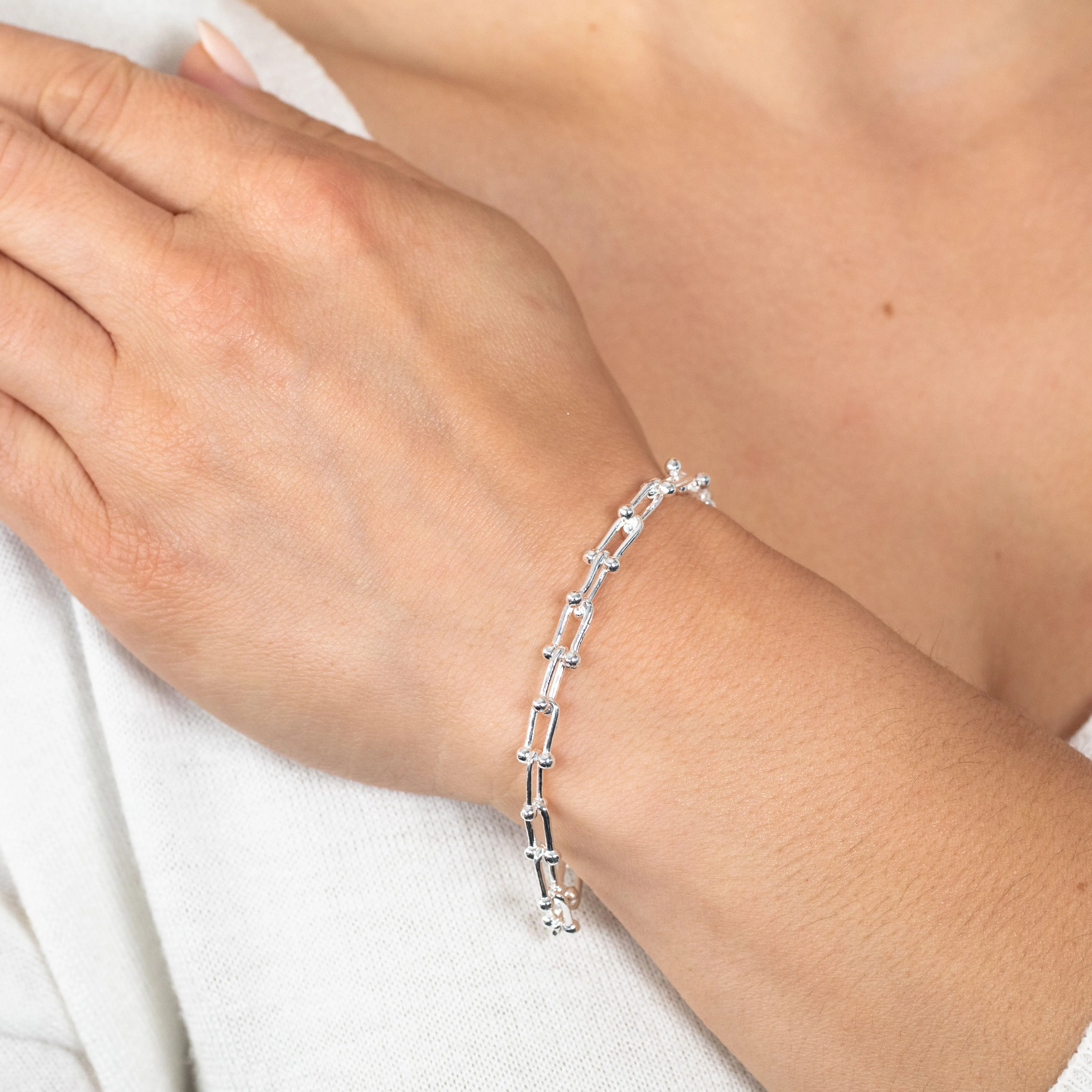Sterling Silver Fancy U Link 19cm Bracelet Sterling Silver	Jewelry