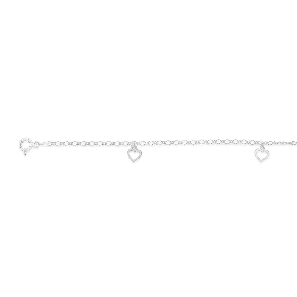 Sterling Silver Heart Charm On 26cm Anklet Sterling Silver	Jewelry