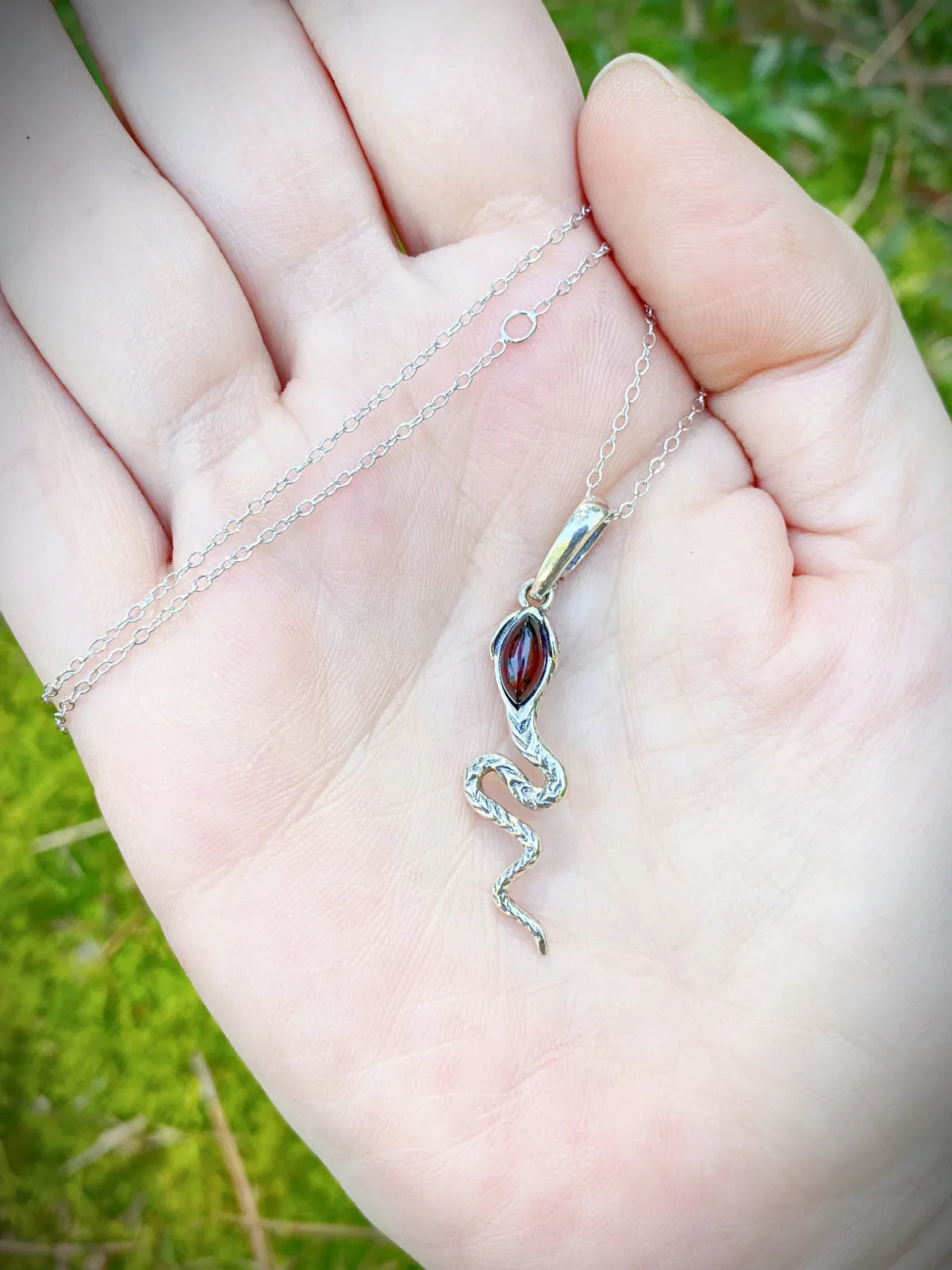 Sterling Silver Jewelry Amber Snake Necklace