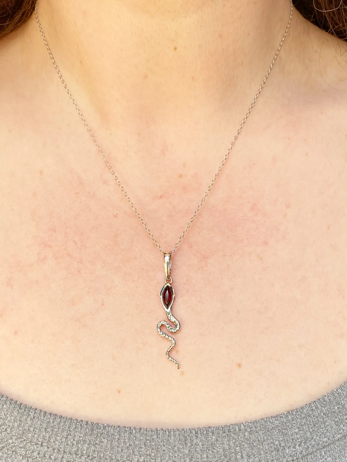 Sterling Silver Jewelry Amber Snake Necklace