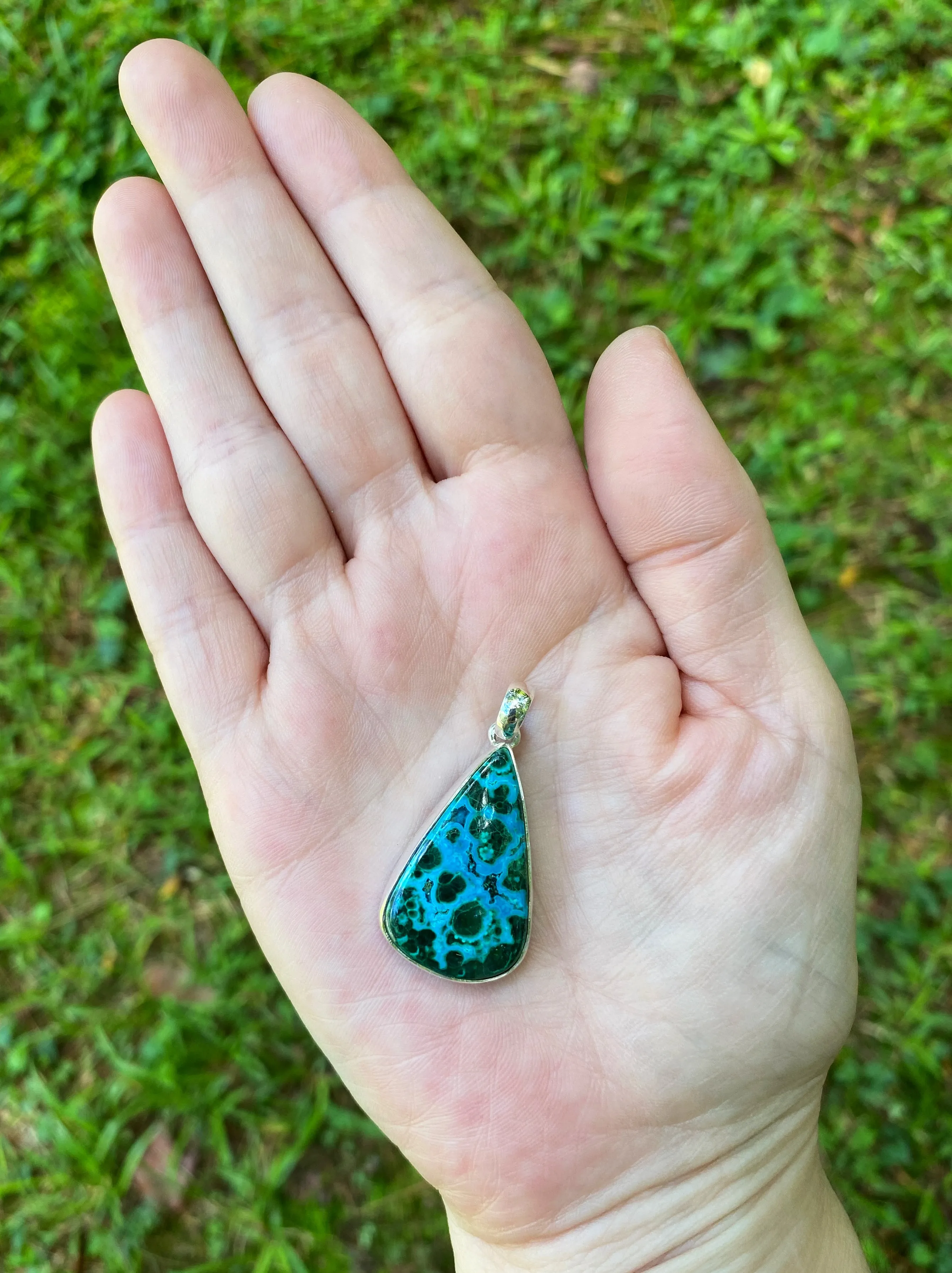 Sterling Silver Jewelry Azurite Malachite Pendant