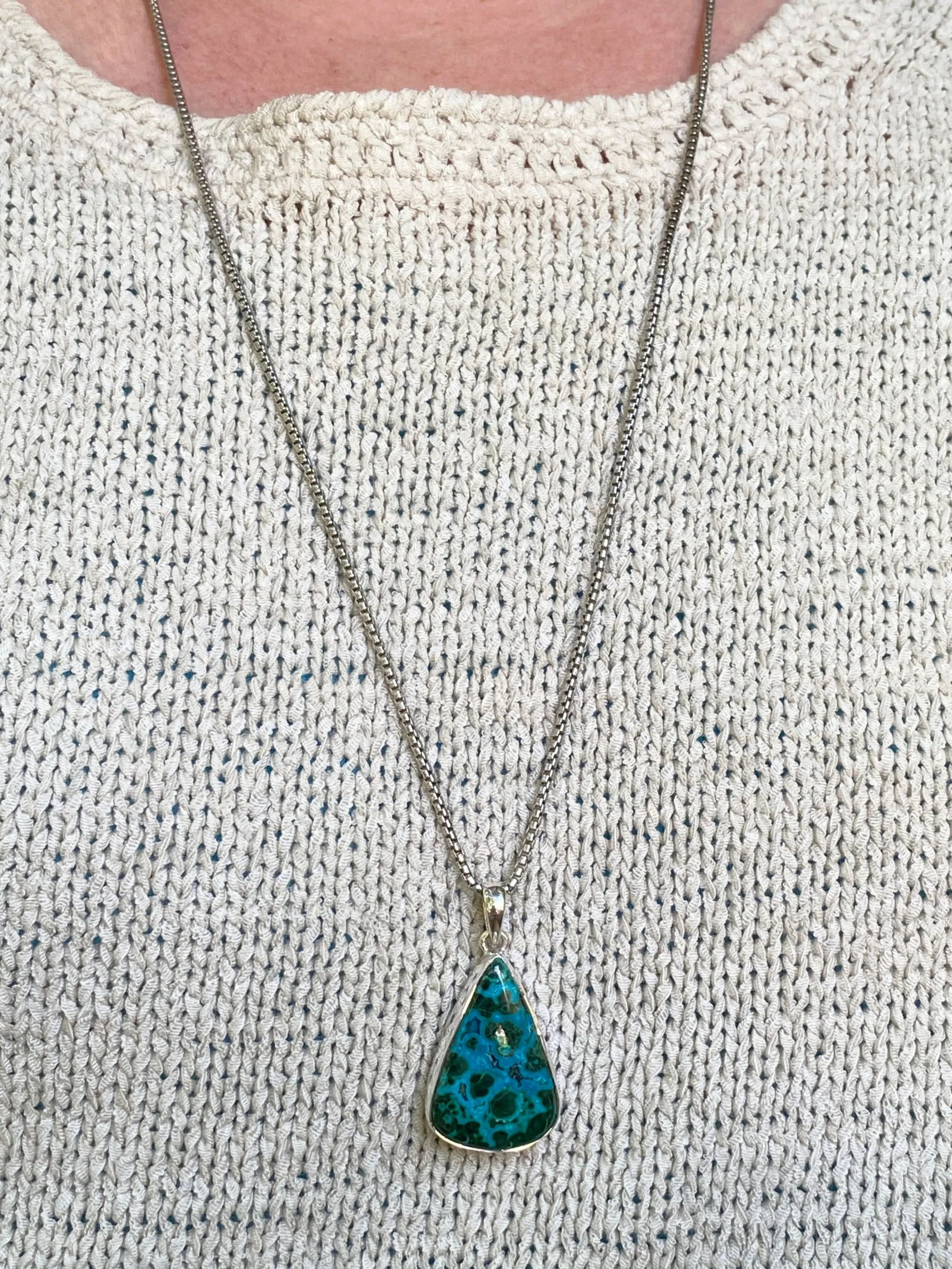 Sterling Silver Jewelry Azurite Malachite Pendant