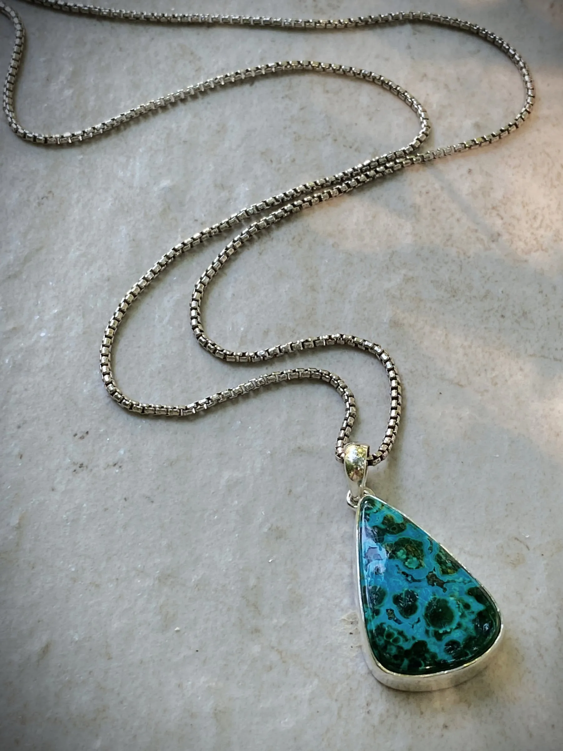 Sterling Silver Jewelry Azurite Malachite Pendant