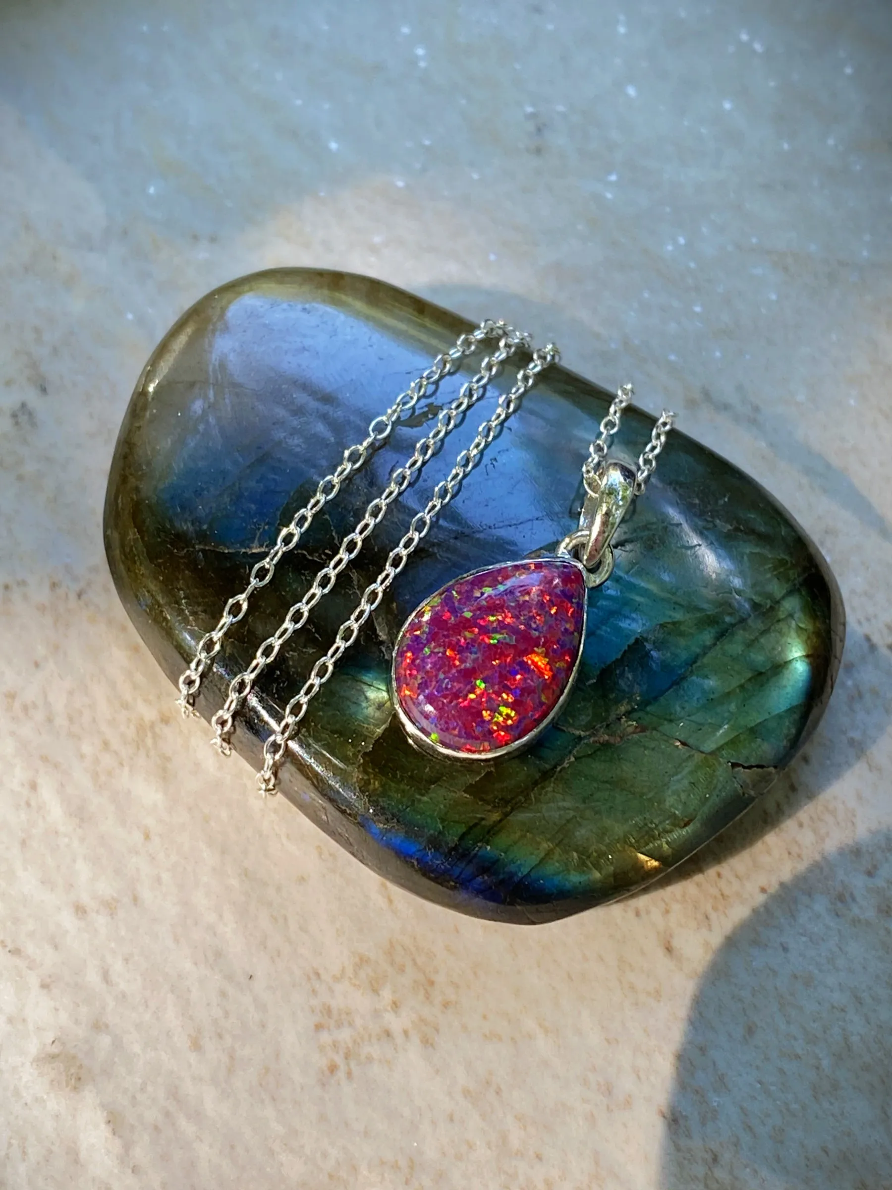 Sterling Silver Jewelry Balloon Opal Pendant Necklace