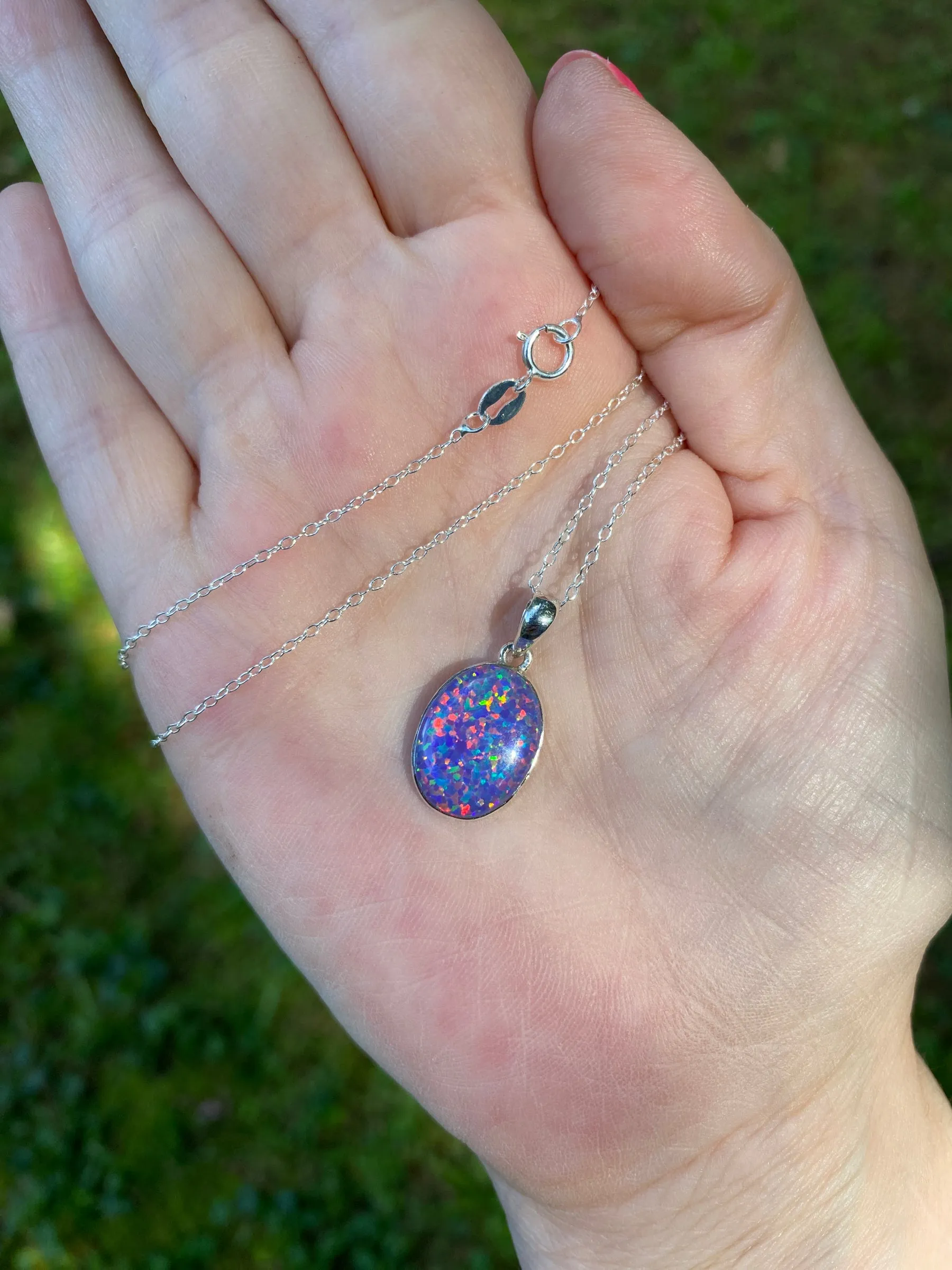 Sterling Silver Jewelry Balloon Opal Pendant Necklace
