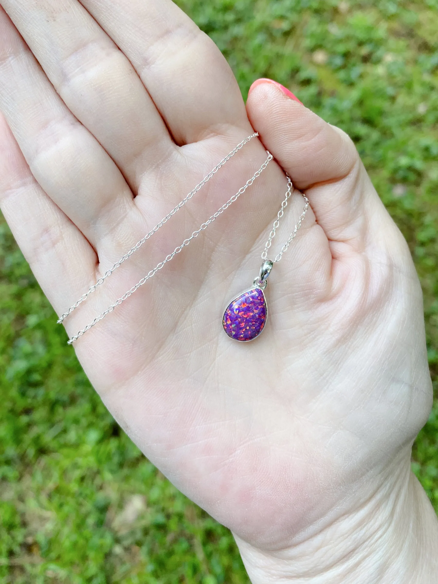 Sterling Silver Jewelry Balloon Opal Pendant Necklace