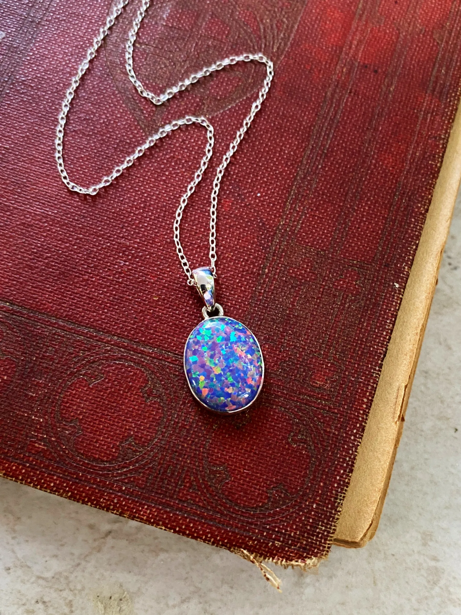 Sterling Silver Jewelry Balloon Opal Pendant Necklace