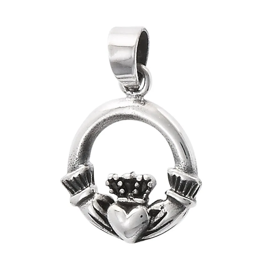 Sterling Silver Jewelry Claddagh Pendant Necklace