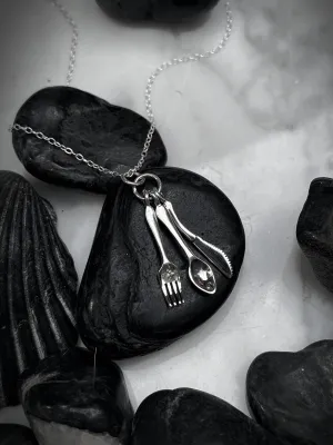 Sterling Silver Jewelry Fork, Knife & Spoon Utensil Necklace