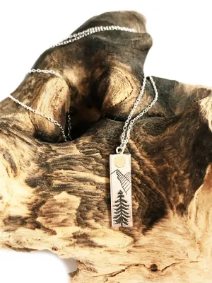 Sterling Silver Jewelry Mountain Forest Necklace