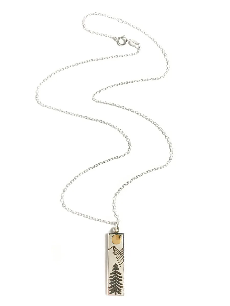 Sterling Silver Jewelry Mountain Forest Necklace
