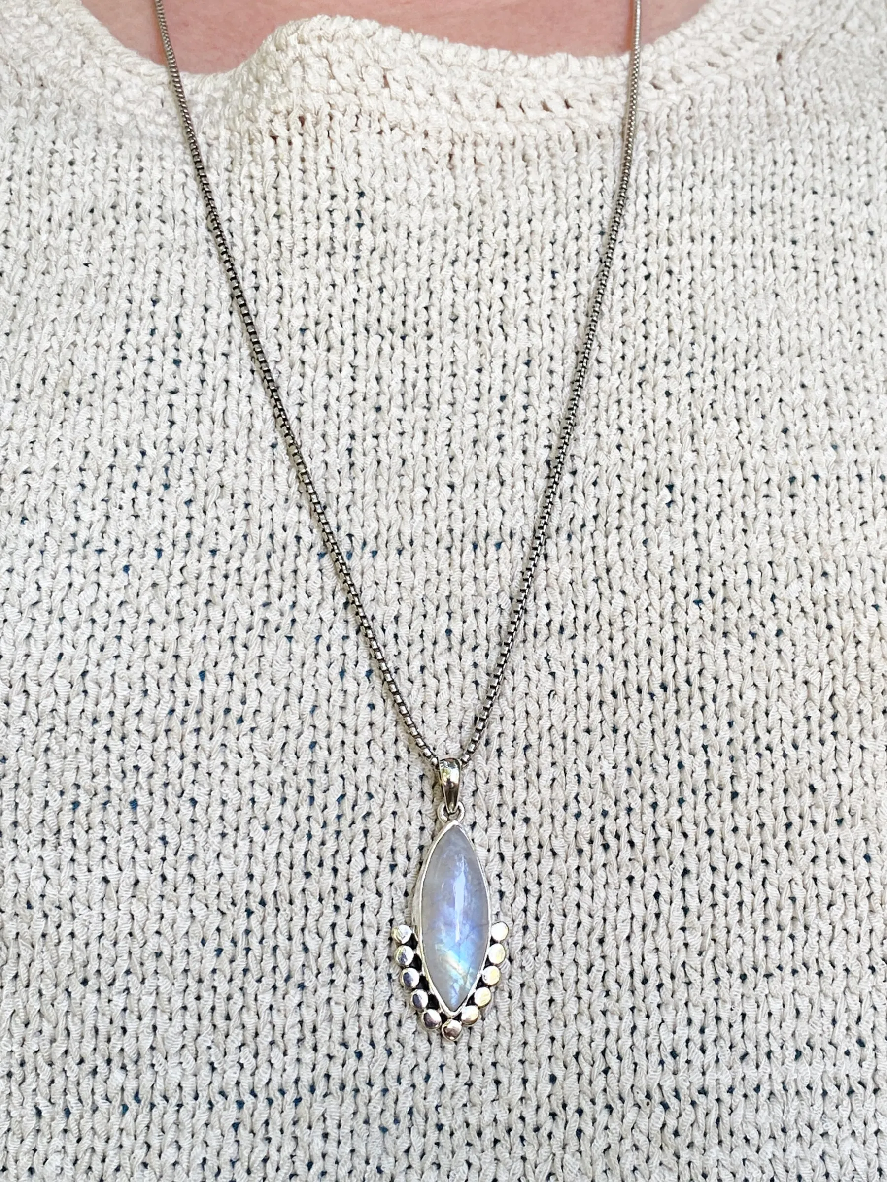 Sterling Silver Jewelry Rainbow Moonstone Pendant