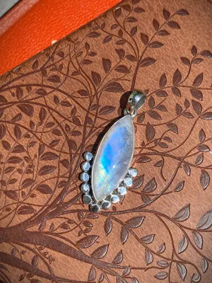 Sterling Silver Jewelry Rainbow Moonstone Pendant