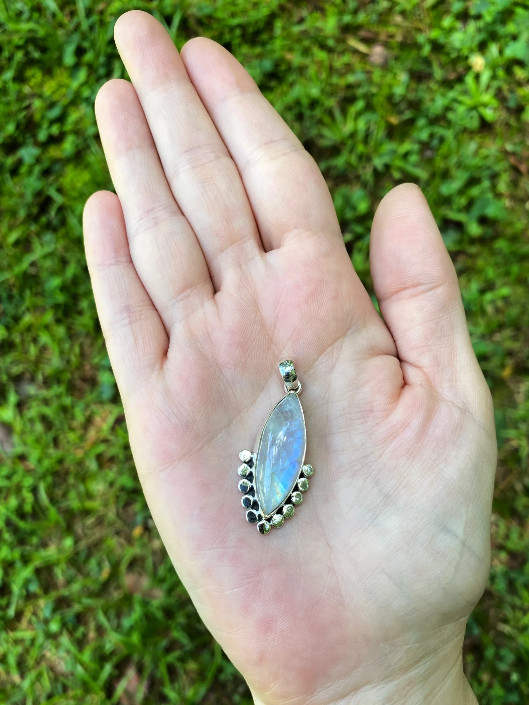 Sterling Silver Jewelry Rainbow Moonstone Pendant