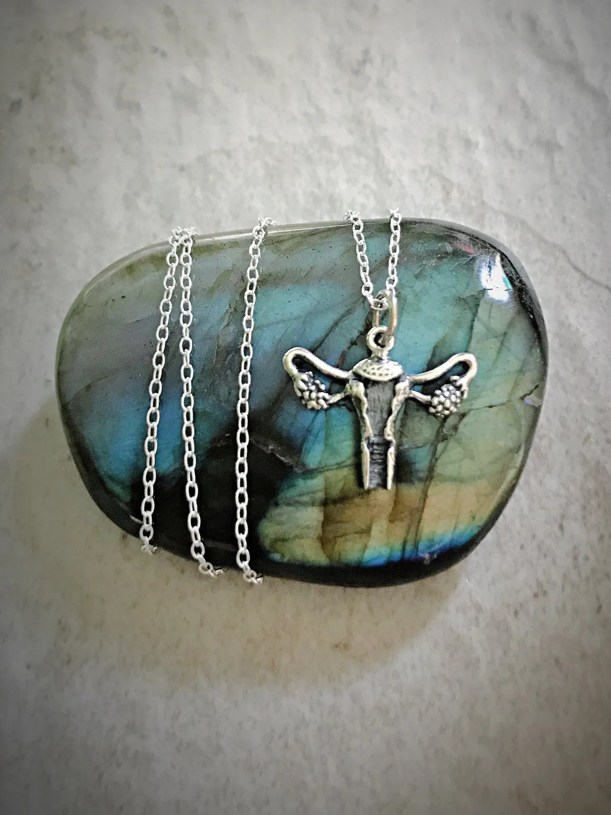 Sterling Silver Jewelry Uterus Charm Necklace