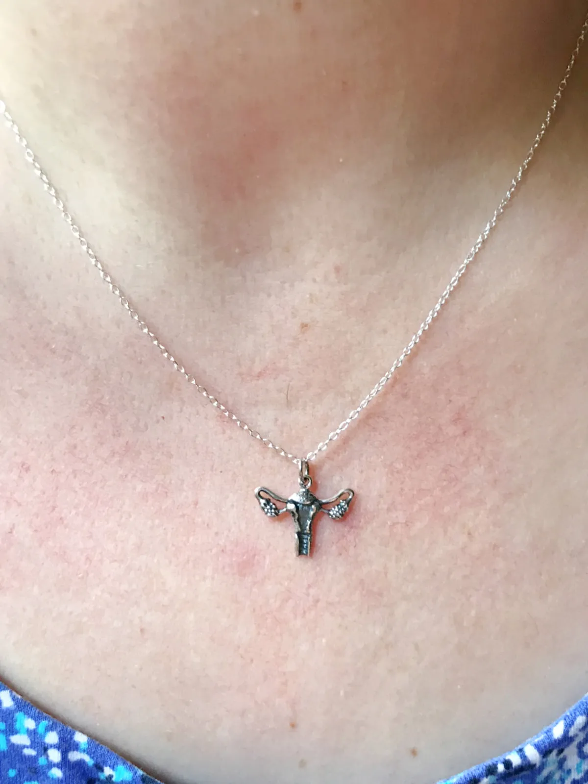 Sterling Silver Jewelry Uterus Charm Necklace