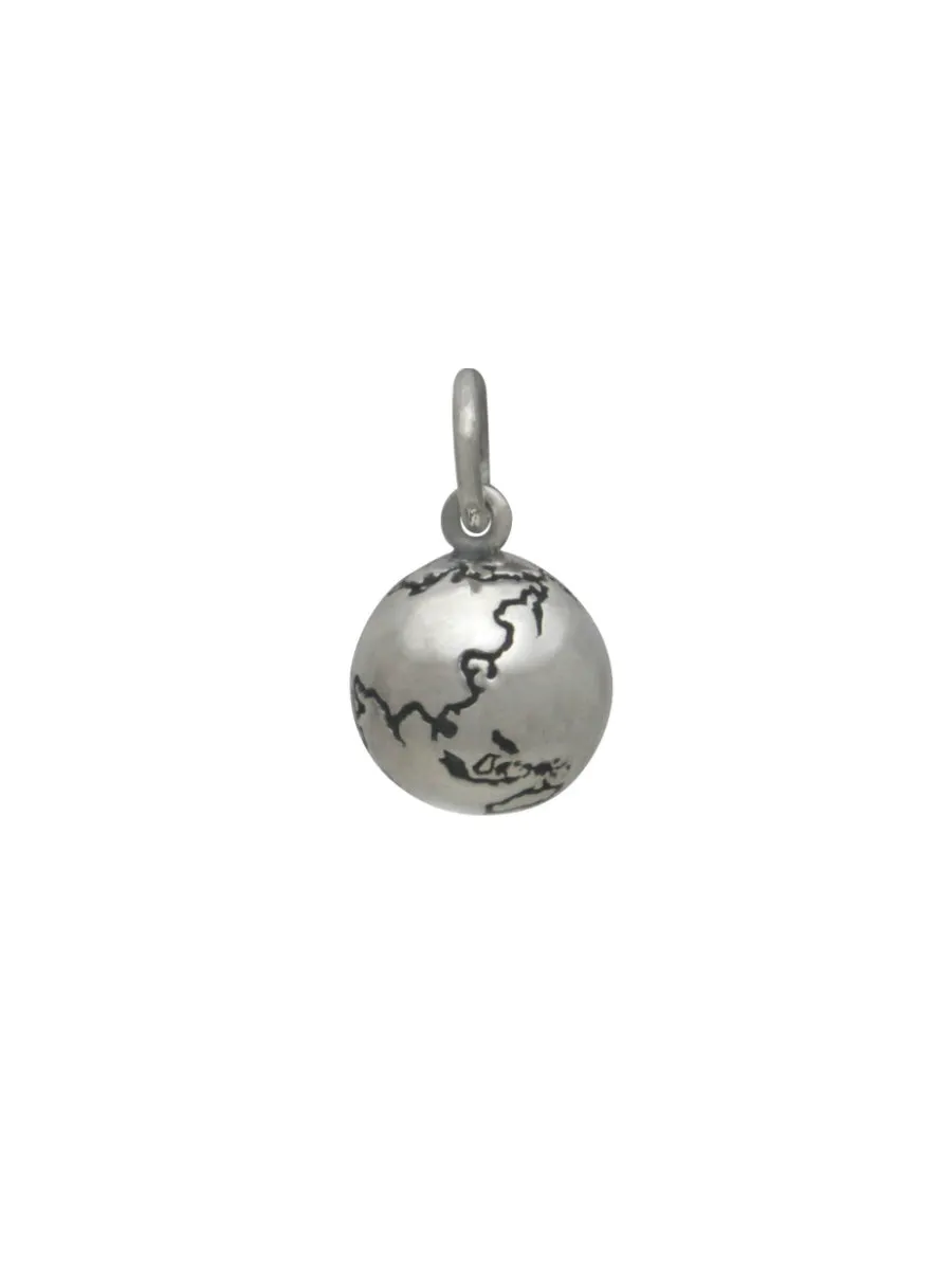 Sterling Silver Jewelry World Globe Charm Necklace