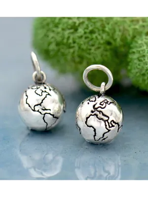Sterling Silver Jewelry World Globe Charm Necklace