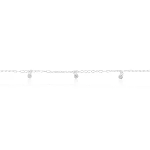 Sterling Silver Multi Bead Drop 25cm Anklet Sterling Silver	Jewelry