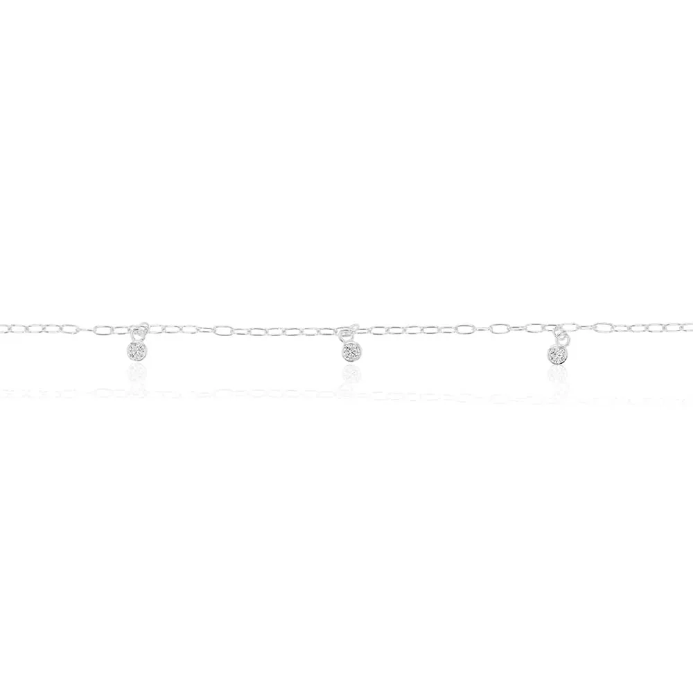 Sterling Silver Multi Bead Drop 25cm Anklet Sterling Silver	Jewelry