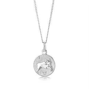 Sterling Silver Rhodium Plated Round Zodiac Tarus Pendant Sterling Silver	Jewelry