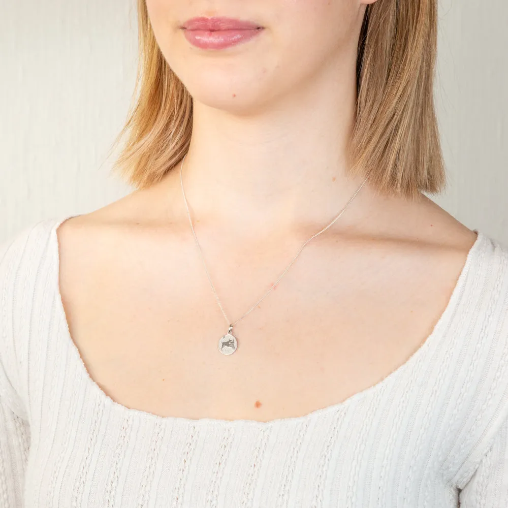 Sterling Silver Rhodium Plated Round Zodiac Tarus Pendant Sterling Silver	Jewelry