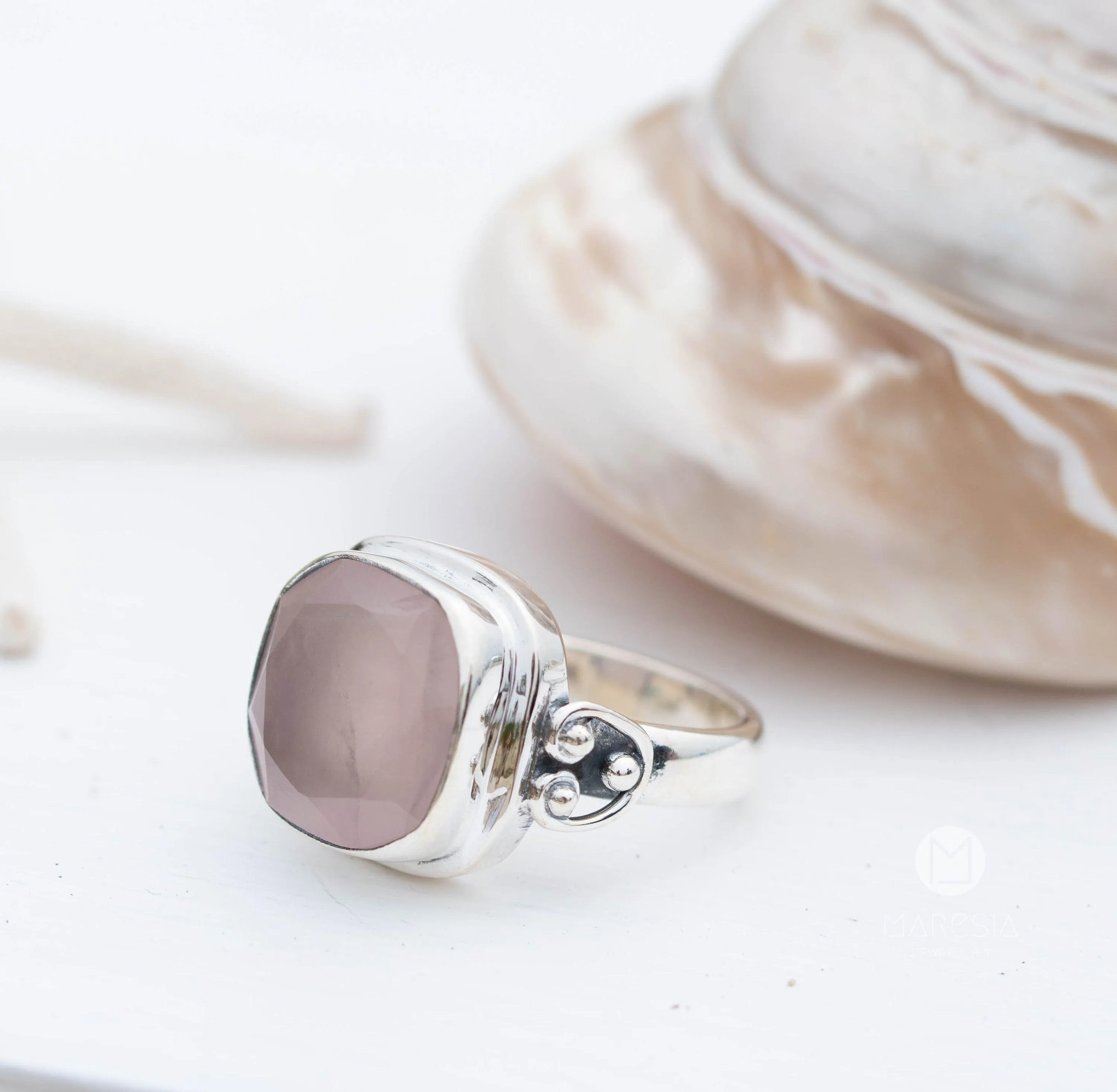 Sterling Silver Rings Alice Ring ~ Rose Quartz ~ Sterling Silver 925 ~ MR258