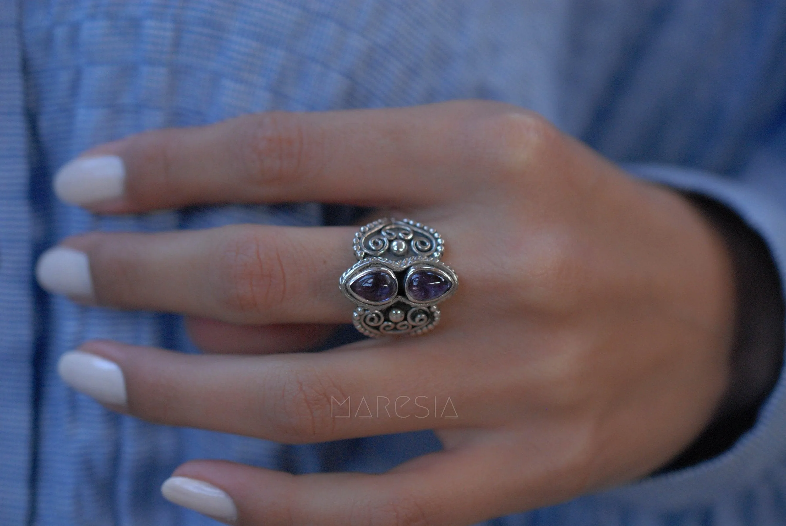 Sterling Silver Rings Amethyst Ring ~ Sterling Silver 925 ~ MR106A