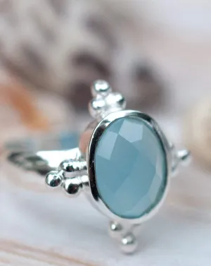 Sterling Silver Rings Blue Chalcedony Ring ~ Sterling Silver 925 ~ MR052