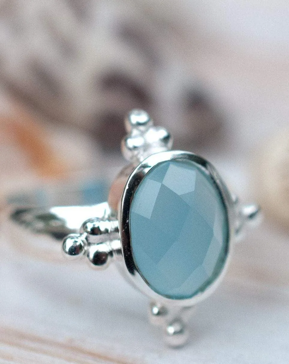 Sterling Silver Rings Blue Chalcedony Ring ~ Sterling Silver 925 ~ MR052