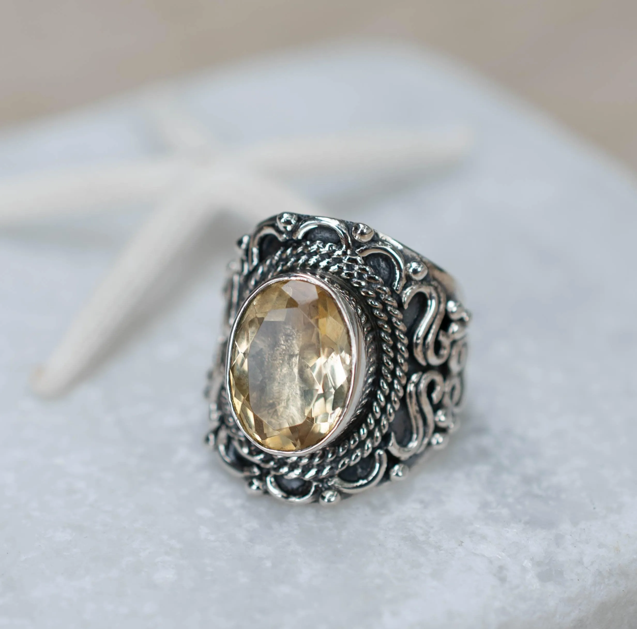 Sterling Silver Rings Citrine Ring ~ Sterling Silver 925 ~ MR103