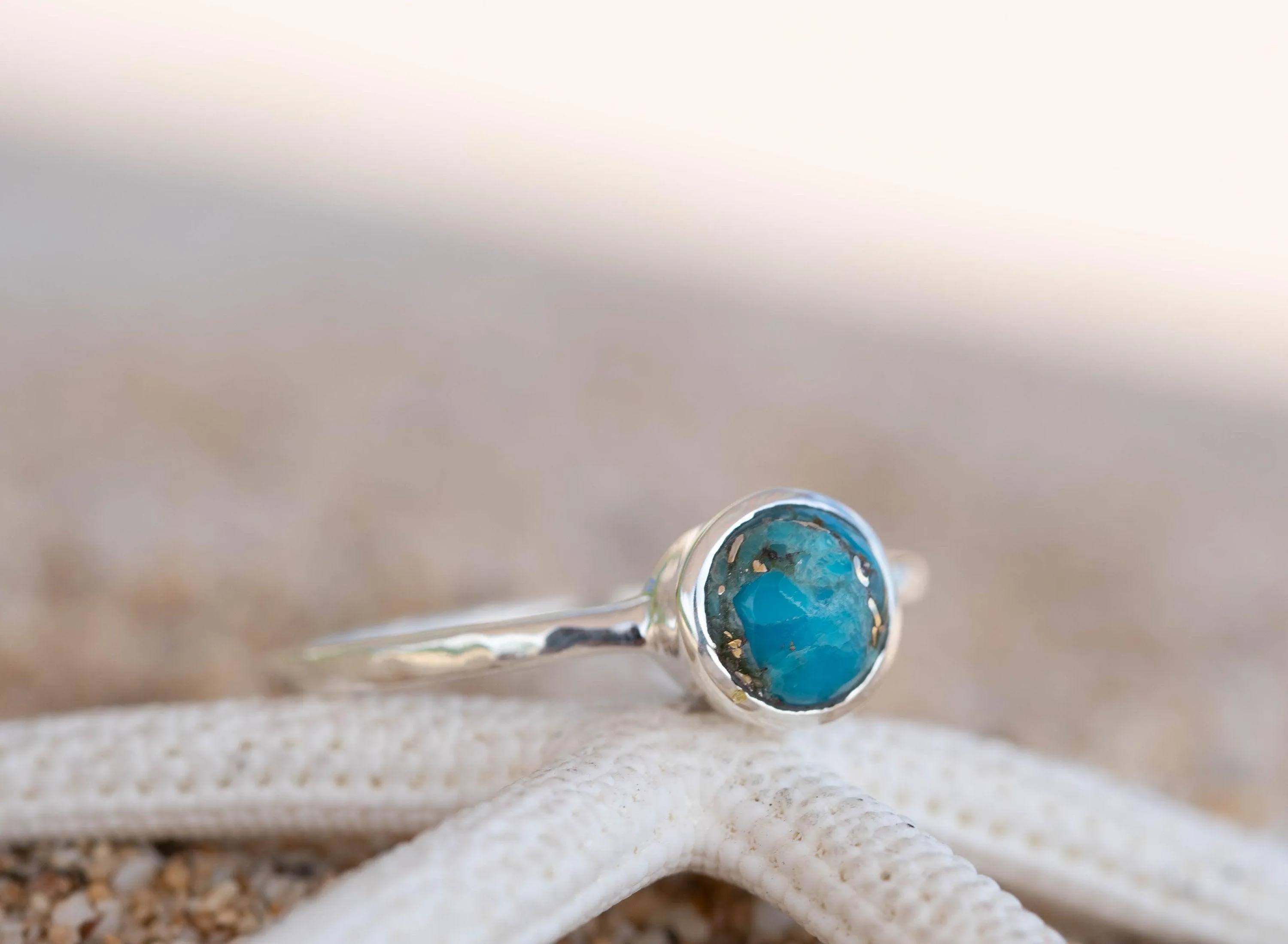 Sterling Silver Rings Copper Turquoise Ring ~  Sterling Silver 925 ~ MR238