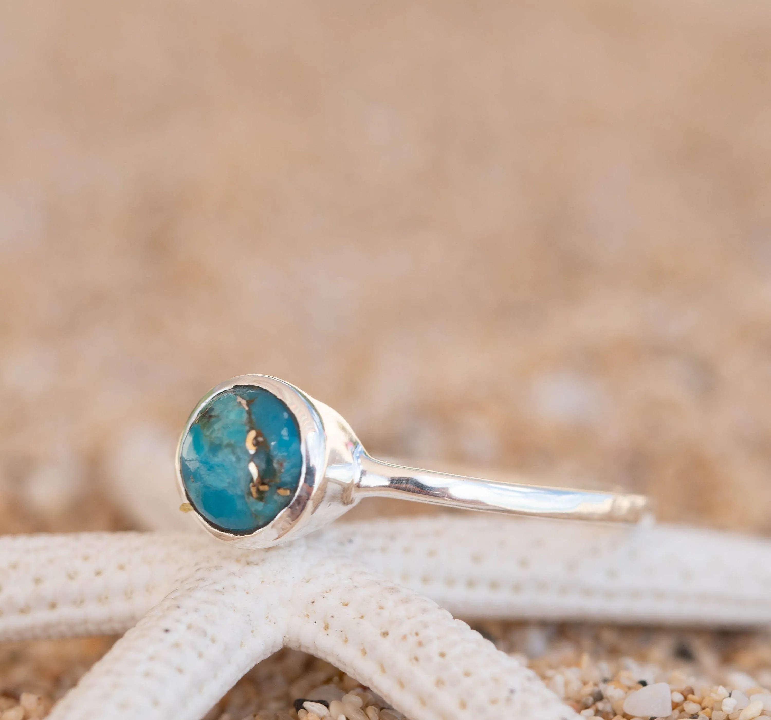 Sterling Silver Rings Copper Turquoise Ring ~  Sterling Silver 925 ~ MR238