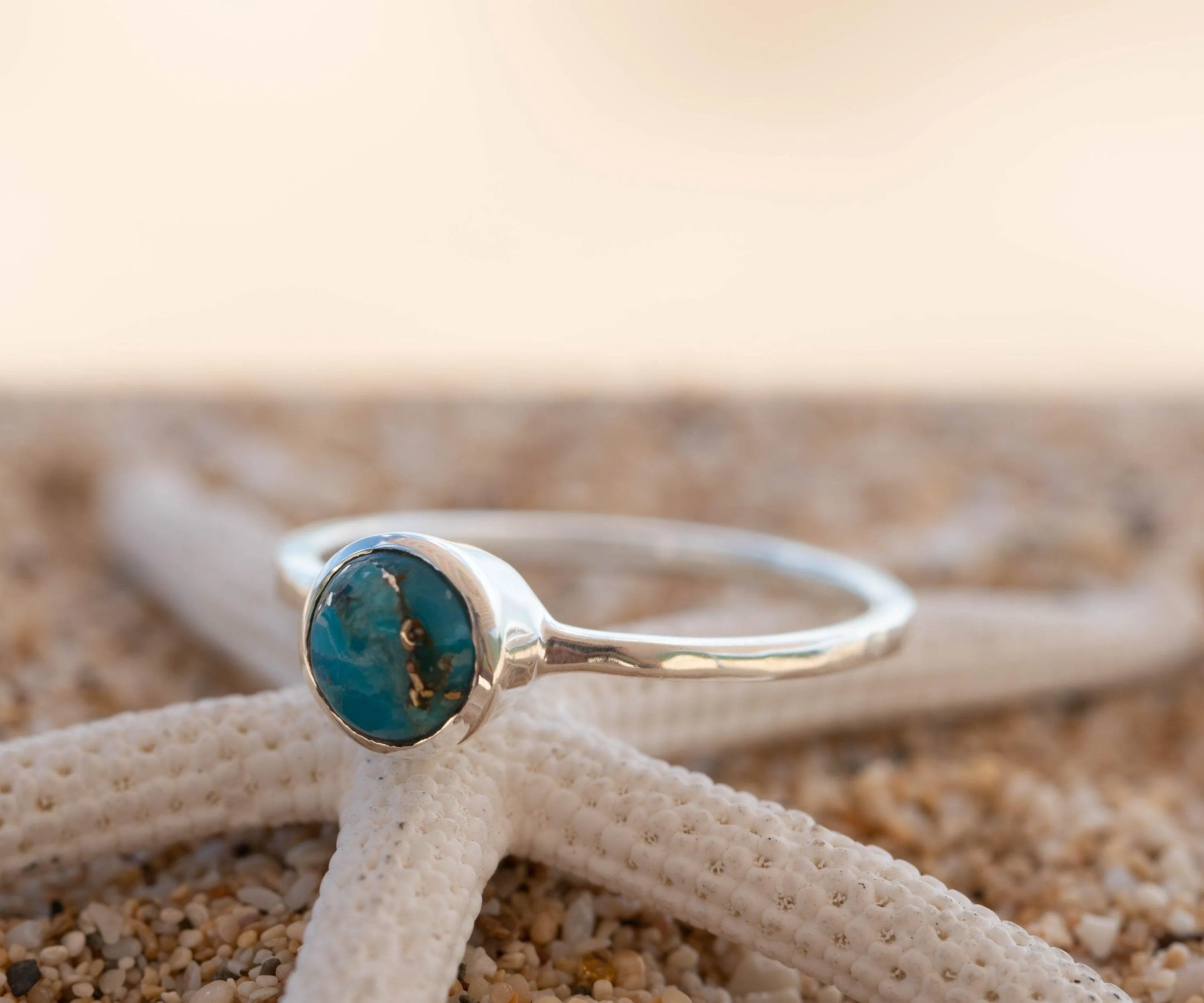 Sterling Silver Rings Copper Turquoise Ring ~  Sterling Silver 925 ~ MR238