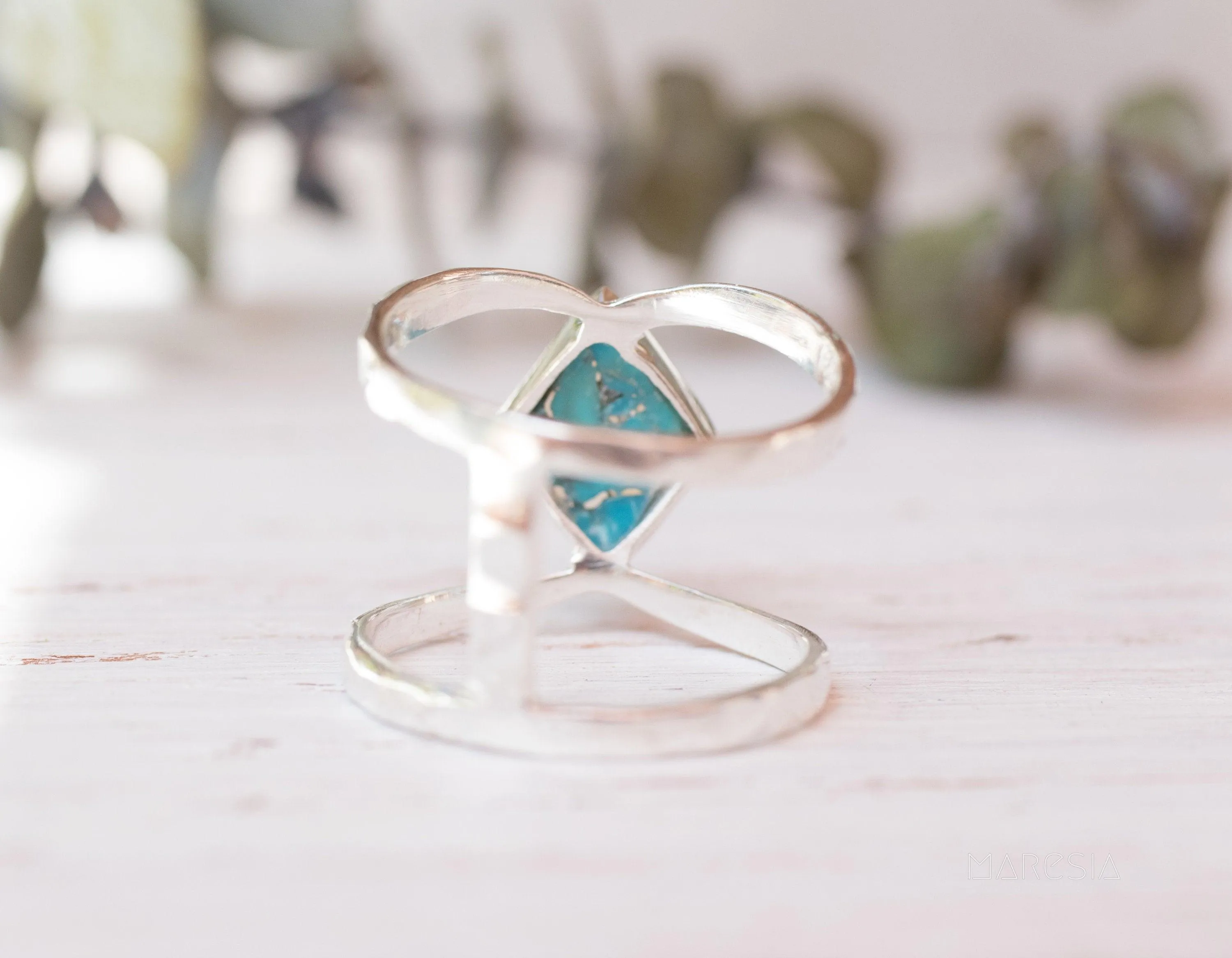 Sterling Silver Rings Copper Turquoise Ring~Sterling Silver 925 ~ MR143A