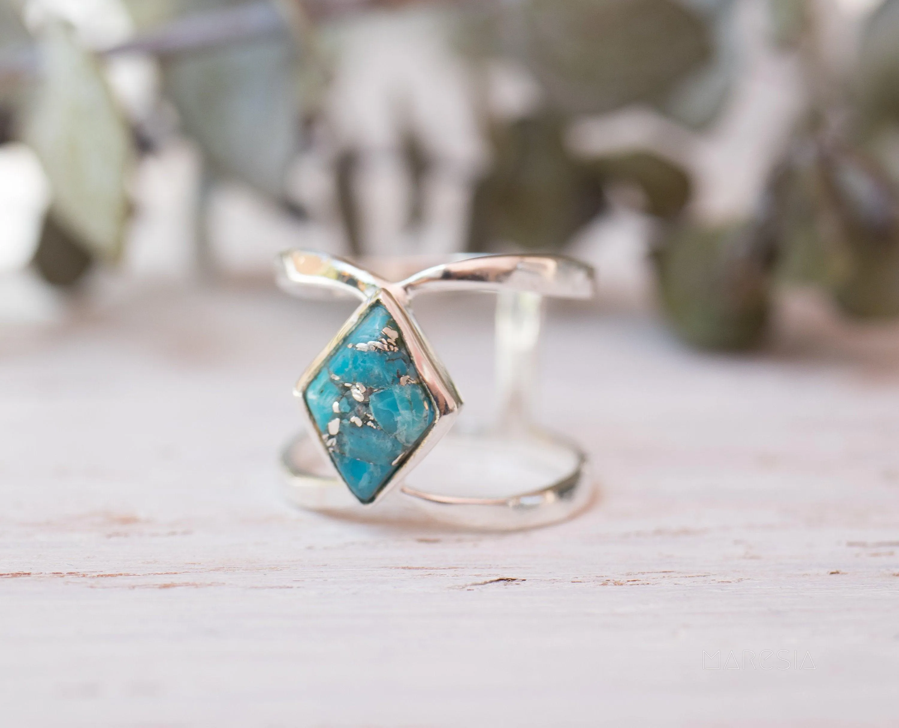 Sterling Silver Rings Copper Turquoise Ring~Sterling Silver 925 ~ MR143A