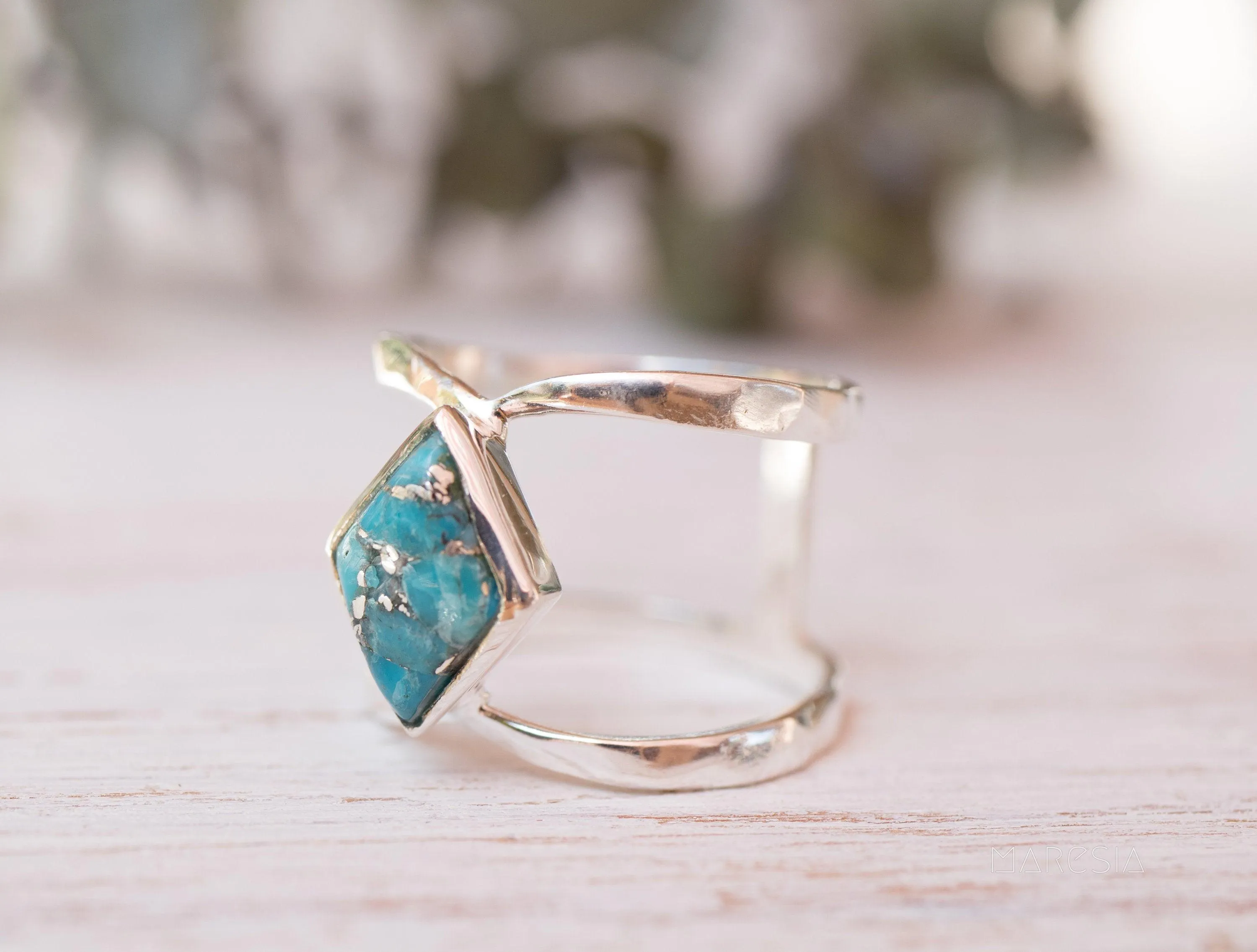 Sterling Silver Rings Copper Turquoise Ring~Sterling Silver 925 ~ MR143A