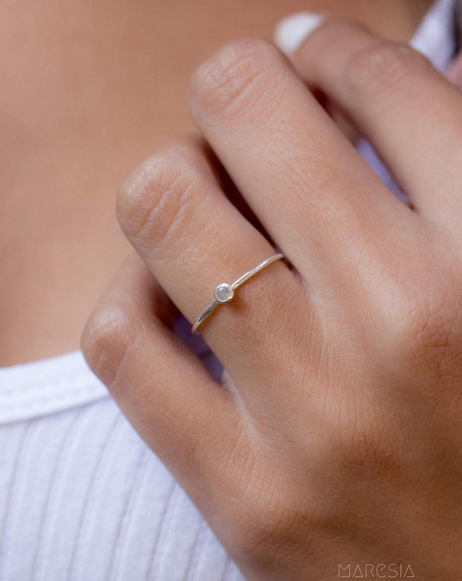 Sterling Silver Rings Dainty Rainbow Labradorite Ring ~ Sterling Silver ~ MR034